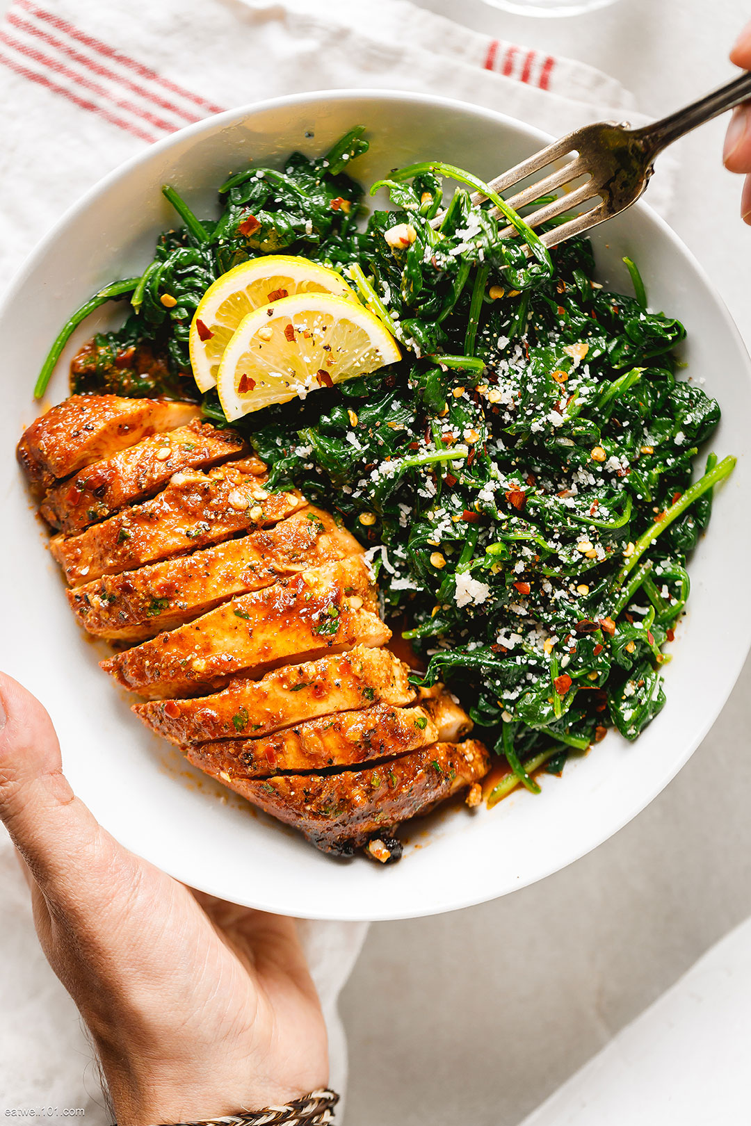 Delicious Asado Chicken with Sautéed Garlic Spinach ingredients