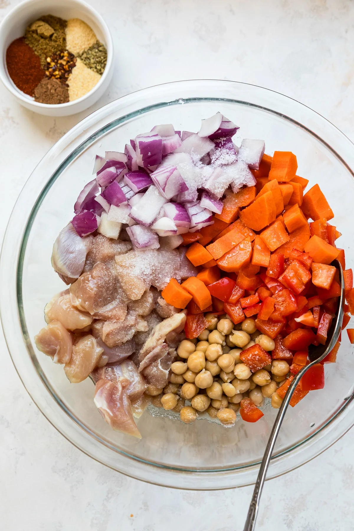 Delicious Chicken Shawarma Sheet Pan Dinner preparation