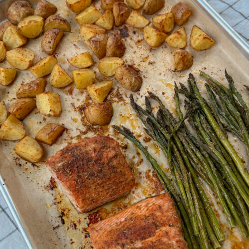 Salmon, Potato, + Asparagus Sheet Pan Meal