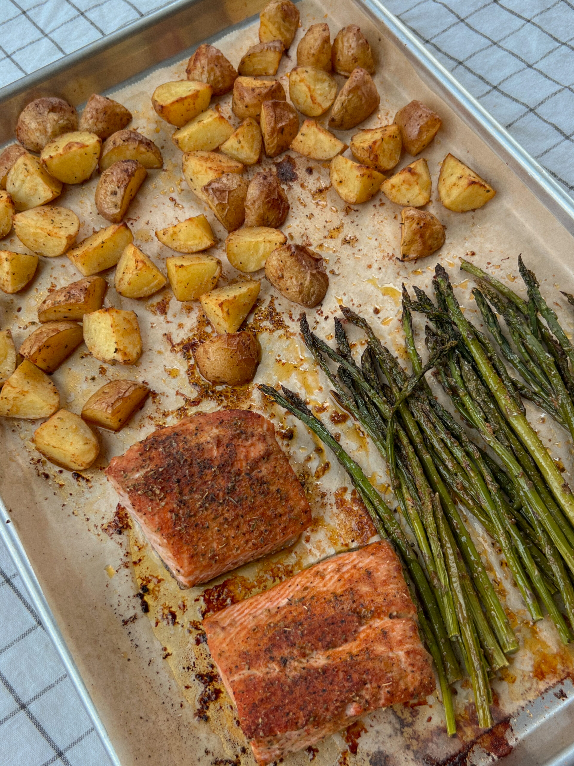 Salmon, Potato, + Asparagus Sheet Pan Meal