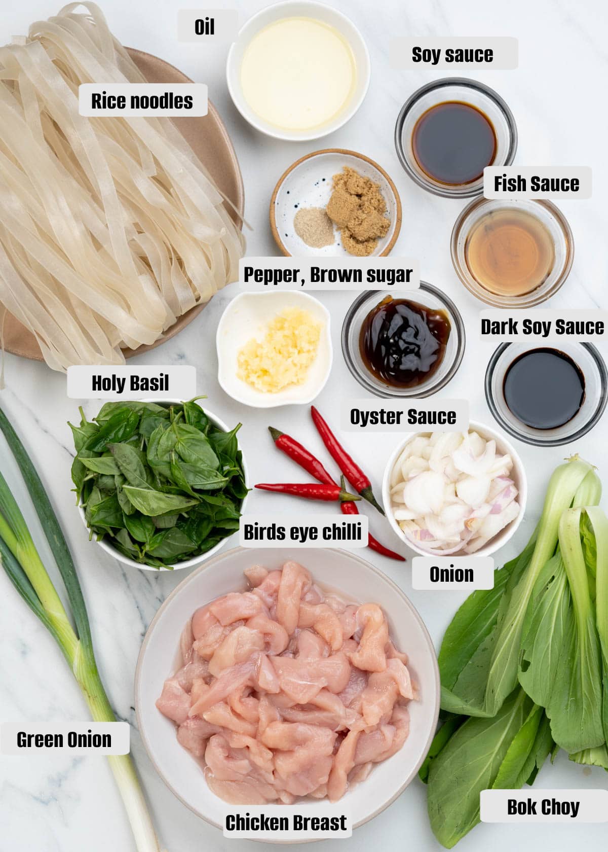 Deliciously Spicy Drunken Noodles (Pad Kee Mao) ingredients