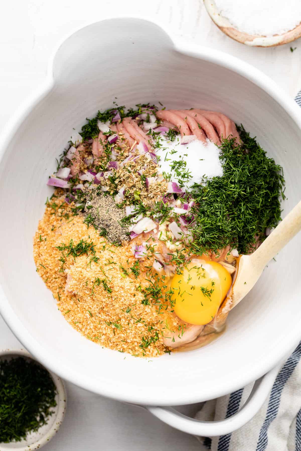 Greek Turkey Meatballs with Tzatziki preparation