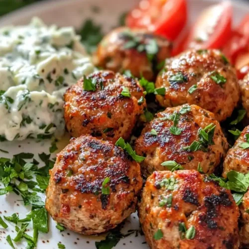 Greek Turkey Meatballs with Tzatziki