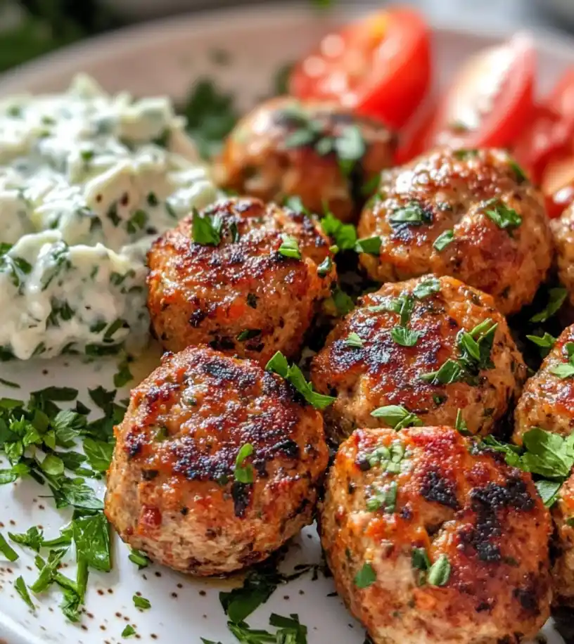 Greek Turkey Meatballs with Tzatziki