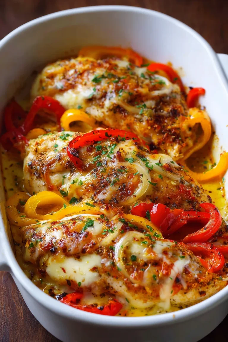 Cheesy Baked Chicken Breast and Peppers