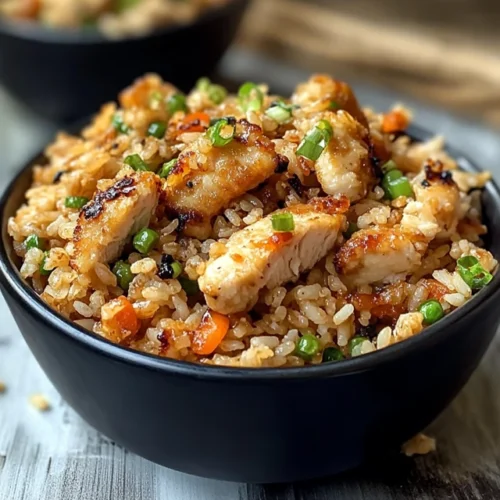High Protein Crispy Garlic Chicken Fried Rice
