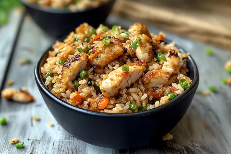 High Protein Crispy Garlic Chicken Fried Rice