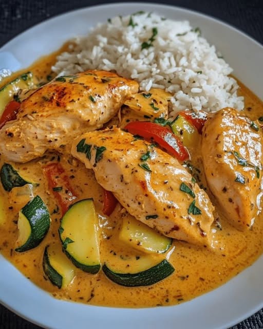 Creamy Paprika Chicken with Zucchini and Peppers