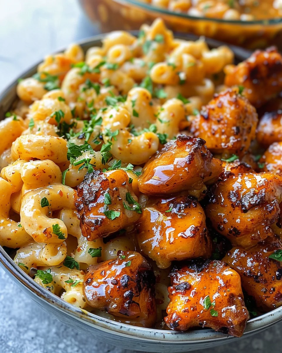 High-Protein Honey Garlic Butter Chicken with Mac & Cheese