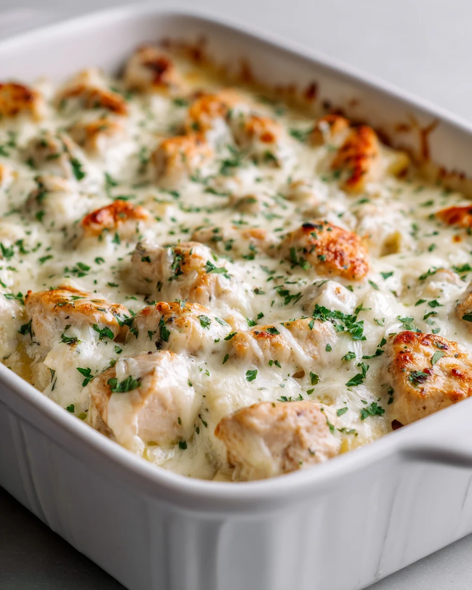 High Protein Chicken Alfredo Bake For Easy Low Carb Meal Prep
