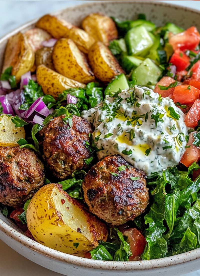 Delicious Greek Meatball Bowl Recipe