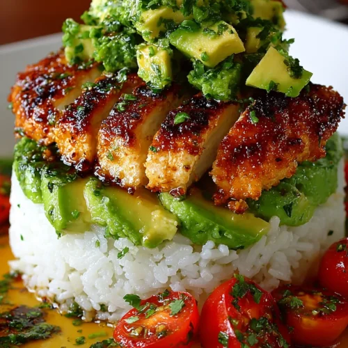 Honey Lime Chicken & Avocado Rice Stack – Irresistible 25-Minute Dinner