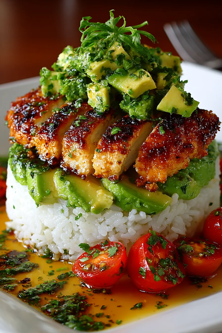 Honey Lime Chicken & Avocado Rice Stack – Irresistible 25-Minute Dinner