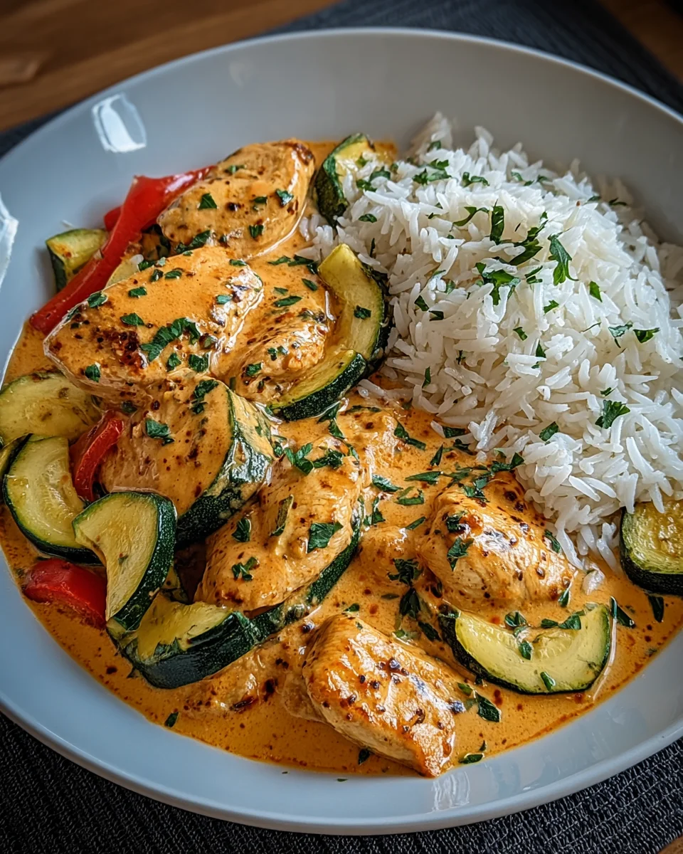 Creamy Paprika-Zucchini Chicken (Paprika-Zucchini-Sahne-Hähnchen)