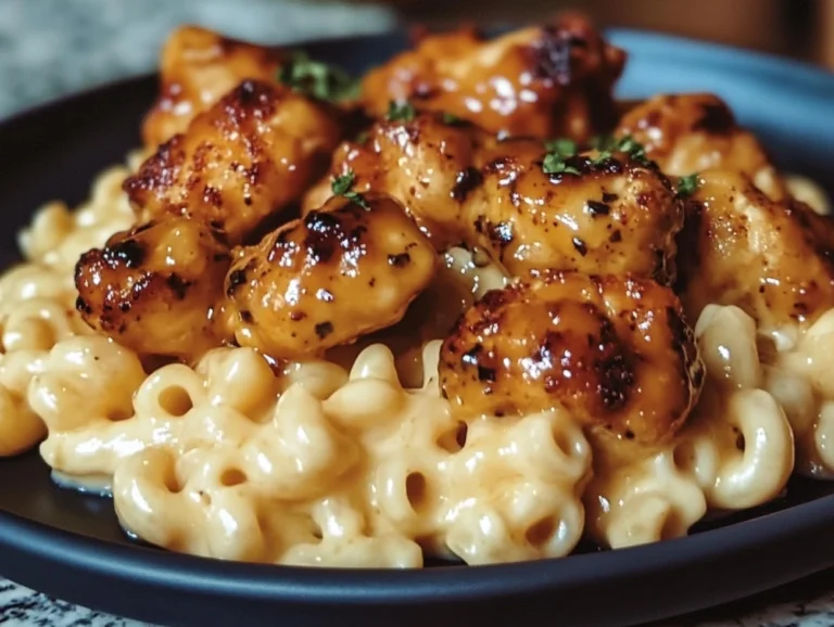 Sweet and Spicy Honey Pepper Chicken with Creamy Macaroni Cheese