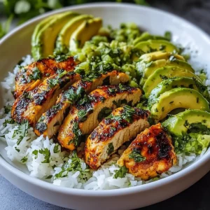 Zesty Cilantro Lime Chicken with Avocado & Jasmine Rice Delight